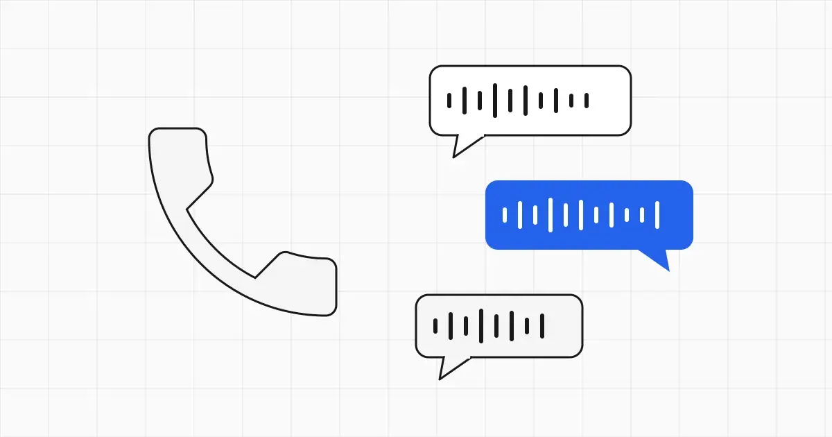 Line illustration of a phone handset connected to a stack of four layered blocks, with the top block highlighted in blue