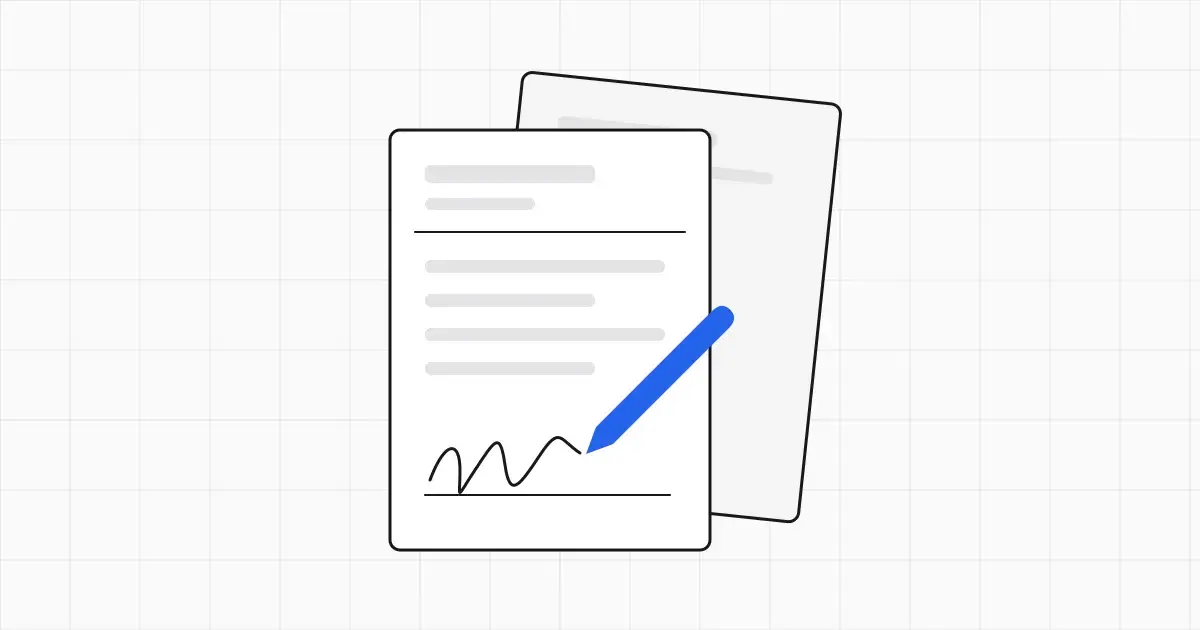 Two line-art tax form documents side by side, one with a person icon and one with a building, and a single blue checkmark