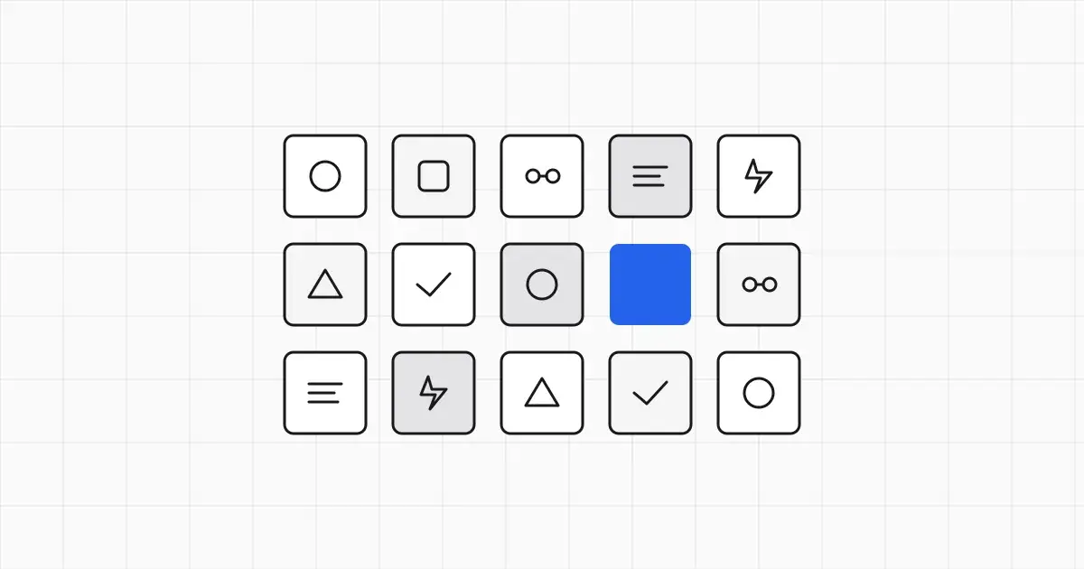 Line illustration of a balance scale weighing one large box against several smaller connected boxes, one box in blue